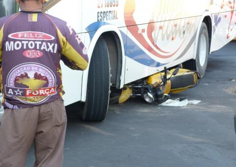 Homem quase é esmagado por ônibus